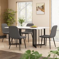 Product photograph of Kitchen Table In Oblong Shape With V-shaped Support Legs Modern Extendable Table With Marble Top Metal Frame 140x80x75 Cm White Black Aosom Uk from Aosom UK