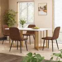 Product photograph of Modern Oblong Dining Room Tables With V-shaped Support Legs Extendable Table In Marble Top With Metal Frame 140x80x75 Cm White Gold Aosom Uk from Aosom UK