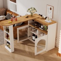 Product photograph of Modern Extendable Dining Table With Storage And Led Strip Kitchen Island With Extendable Swivel Dining Table 138-193x39x105 Cm White Aosom Uk from Aosom UK