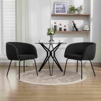 Product photograph of 2 Pack Wingback Design Boucle Chair With Powder Coated Metal Legs Armchair For Dining Table Living Room Bedroom 58x58x78 Cm Black Aosom Uk from Aosom UK