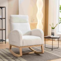 Product photograph of Modern Bedroom Chairs With Solid Wood Legs And Soft Padded Seat Upholstered Nursery Glider Rocker For Lounge Room 88x71x104 5 Cm Beige Aosom Uk from Aosom UK