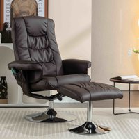Product photograph of Pu Leather Massage Chair With Ottoman Stool Metal Frame Ergonomic Design Backrest Lounger Chair For Living Room 79x79x106 Cm Brown Aosom Uk from Aosom UK
