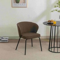 Product photograph of Upholstered Wingback Design Boucle Chair With 4 Black Legs Modern Lounge Chair With Sponge Filling For Dining Table 62x63 5x75 Cm Brown Aosom Uk from Aosom UK