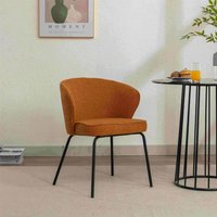 Product photograph of Fabric Wingback Chair With Metal Legs And Comfortable Sponge Filling Upholstered Boucle Dining Chair For Dining 62x63 5x75 Cm Orange Aosom Uk from Aosom UK