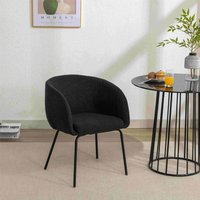 Product photograph of Boucle Fabric Armchair Modern Accent Chair With Black Powder Coated Metal Legs Dining Room Armchair Accent Chair 58x58x78 Cm Black Aosom Uk from Aosom UK
