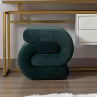 Product photograph of Velvet Ottoman Storage Pouffe Under Desk S-shape Wavy Foot Stool Upholstered Extra Seating No Assembly Required 50 46 46 Cm Green Aosom Uk from Aosom UK