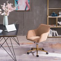 Product photograph of Velvet Adjustable Height Swivel Executive Office Chair With Gold Legs Ergonomic Backrest Sewing Chair With Side Arms 58x58x86 Cm Coffee Aosom Uk from Aosom UK