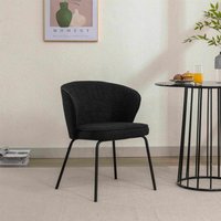 Product photograph of Fabric Upholstered Boucle Chair With Metal Legs And Comfortable Sponge Filling Wingback Armchair For Dining Table 62x63 5x75 Cm Black Aosom Uk from Aosom UK