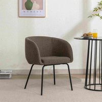 Product photograph of Fabric Boucle Chair With Black Powder Coated Metal Legs Modern Upholstered Wingback Armchair For Dining Table Desk 58x58x78 Cm Brown Aosom Uk from Aosom UK