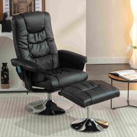 Product photograph of Adjustable Pu Massage Chair With Ottoman Foot Stool Heating Points Swivel Lounger Chair For Living Room Study 79x79x106 Cm Black Aosom Uk from Aosom UK