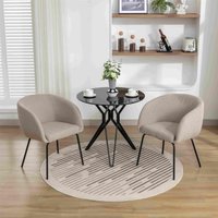 Product photograph of 2 Pack Modern Boucle Fabric Armchair Accent Chairs With Black Powder Coated Metal Legs Sets Of 2 Dining Chairs 58x58x78 Cm Light Grey Aosom Uk from Aosom UK