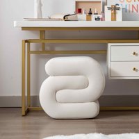 Product photograph of S-shape Wavy Velvet Pouffe Stool With No Assembly Required Easy Maintenance Vanity Stool For Bedroom Living Room 50 46 46 Cm Ivory Aosom Uk from Aosom UK