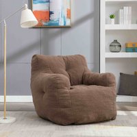Product photograph of Teddy Fabric Recliner Sofa With Soft Tufted Foam No Assembly Required Kids Bean Bag For Bedroom Study Living Room 100x94x70 Cm Brown Aosom Uk from Aosom UK