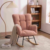 Product photograph of Teddy Fabric Modern Rocker With Padded Seat Metal Base Tufted Upholstered Rocking Comfy Chairs For Outdoor Indoor 80x70x95 Cm Pink Aosom Uk from Aosom UK