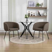 Product photograph of 2 Pack Modern Fabric Boucle Chair With Black Powder Coated Metal Legs Wingback Armchair For Dining Table Reading Room 58x58x78 Cm Brown Aosom Uk from Aosom UK