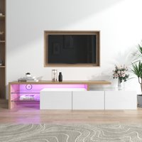Product photograph of White Tv Cabinet With Adjustable Led Light And Storage Shelves Tv Sideboard With High-gloss Finish For Bedroom 192 5x39x42 Cm White Aosom Uk from Aosom UK