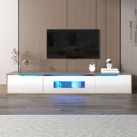 Product photograph of White Tv Cabinet With High Gloss And Color Changing Led Lights Media Unit With Storage For Living Room Bedroom 180x35x30 Cm White Aosom Uk from Aosom UK