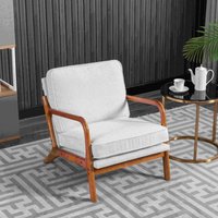 Product photograph of Mid-century Modern Accent Chair With Solid Wood Frame And Soft Cushion Comfy Armchair For Living Room Ergonomic Design 65x80x76cm Beige Aosom Uk from Aosom UK