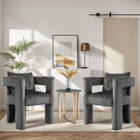 Product photograph of Set Of 2 Modern Sofa Chair With Hollow Armrest Design Cushions And Pillows Comfy Chairs For Living Room Bedroom 60x44x65 Cm Dark Gray Aosom Uk from Aosom UK