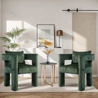 Product photograph of Modern Lounge Chair Set Of 2 With Hollow Armrest Design Cushions And Pillows Living Room Armchair Accent Chair 60x44x65 Cm Emerald Aosom Uk from Aosom UK