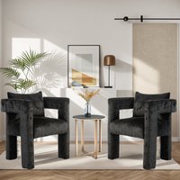 Product photograph of Set Of 2 Lounge Chair With Hollow Armrest Comfortable Cushions And Pillows Chenille Accent Armchair For Sitting Room 60x44x65 Cm Black Aosom Uk from Aosom UK