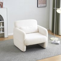 Product photograph of Teddy Fabric Recliner Armchair With Wood Frame High-density Sponge Upholstered Lounge Chair For Bedroom Living Room 87x88x77 Cm White Aosom Uk from Aosom UK
