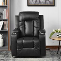 Product photograph of Remote Control Leather Recliner Chair Sofa With Side Pockets Cup Holders Power Lift Massage Chair For Elderly 83l X 90w X 105h Cm Black Aosom Uk from Aosom UK