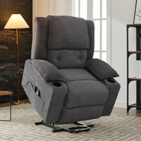 Product photograph of Versatile Power Lift Massage Chair With Lumbar Support Cup Holders Remote Control Office Recliner Armchair 95l X 73w X 102h Cm Grey Aosom Uk from Aosom UK