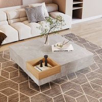 Product photograph of Modern Square Coffee Table With Storage Box And Sturdy Structure Living Room Table With Marble Top For Sofa Side 72l X 72w X 30h Cm Grey Aosom Uk from Aosom UK