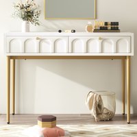 Product photograph of Space-saving Dressing Table With 2 Drawers Robust Construction Vanity For Bedroom And Living Room 100l X 45w X 76 5h Cm White Aosom Uk from Aosom UK