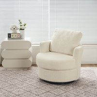 Product photograph of Chenille Swivel Recliner With Back Cushion Thick Foam Pad Oversize 360 Degree Swivel Round Sofa With 3 Pillows 78 5x83x86 Cm White Aosom Uk from Aosom UK