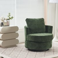 Product photograph of Chenille Swivel Recliner With Back Cushion Thick Foam Pad Oversize 360 Degree Swivel Round Sofa With 3 Pillows 78 5x83x86 Cm Green Aosom Uk from Aosom UK