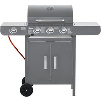 Product photograph of Outsunny 3 1 Burner Gas Bbq Grill Outdoor Barbecue Trolley With Wheels Warming Rack Side Shelves Cabinet Thermometer For Garden Party Camping 110l X 50w X 100hcm Grey from Aosom UK