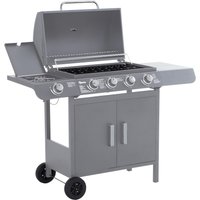 Product photograph of Outsunny 4 1 Burner Gas Bbq Grill Outdoor Barbecue Trolley With Wheels Cabinet Thermometer For Garden Party Camping 125l X 51w X 100hcm Grey from Aosom UK