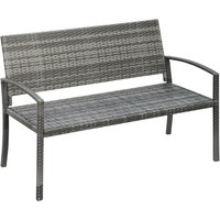 Product photograph of Outsunny Patio Rattan 2 Seater Garden Bench Wicker Weave Love Seater Armchair Furniture Outdoor Garden Conservatory Chair Grey from Aosom UK