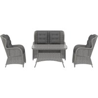 Product photograph of Outsunny Garden Pe Rattan Dining Sofa Set Outdoor 4 Seater Wicker Furniture High Back Chairs With Cushions For Patio Light Grey from Aosom UK