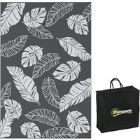 Product photograph of Outsunny Plastic Straw Reversible Rv Outdoor Rug With Carry Bag 182 X 274cm Grey And White Aosom Uk from Aosom UK