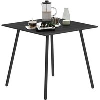 Product photograph of Outsunny Square Garden Table With Slat Top Steel Frame Outdoor Table For 4 Person 80 X 80 X 74 Cm Black from Aosom UK