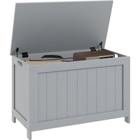 Product photograph of Homcom Storage Chest Modern Storage Trunk W 2 Safety Hinges Cut-out Handles Wooden Toy Box For Living Room 76 X 40 X 48 Cm Grey Aosom Uk from Aosom UK