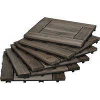 Product photograph of Outsunny 27 Pcs Wooden Interlocking Decking Tiles 30 X 30 Cm Outdoor Flooring Tiles 2 5m2 Per Pack For Patio Balcony Terrace Hot Tub Aosom Uk from Aosom UK