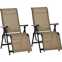 Product photograph of Outsunny Set Of 2 Outdoor Sun Lounger Adjustable Folding Steel Chaise Reclining Lounge Chairs With 10 Back And Leg Positions Beige from Aosom UK