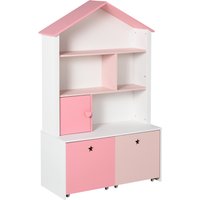 Product photograph of Homcom Kids Bookshelf Chest W Drawer With Wheels Baby Toy Wood Organizer Display Stand Storage Cabinet 80x34x130cm Pink Aosom Uk from Aosom UK