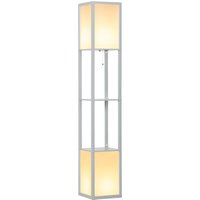 Product photograph of Homcom Modern Shelf Floor Lamp With Dual Ambient Light Standing Lamp Living Room Bedroom 156cm Grey from Aosom UK
