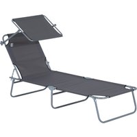 Product photograph of Outsunny Reclining Chair Sun Lounger Folding Lounger Seat With Sun Shade Awning Beach Garden Outdoor Patio Recliner Adjustable Grey from Aosom UK