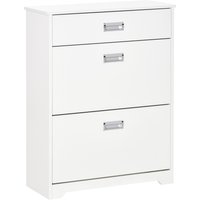 Product photograph of Homcom Shoe Cabinet With Tipping Storage Rack 2 Pull-down Doors Drawer Adjustable Shelf For Entryway White Aosom Uk from Aosom UK
