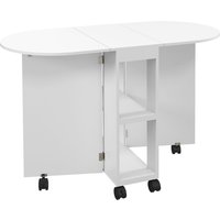 Product photograph of Homcom Four-person Drop Leaf Dining Table With Wheels - White Aosom Uk from Aosom UK