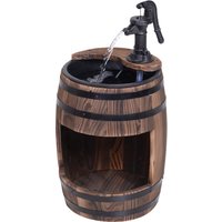 Product photograph of Outsunny Wood Barrel Patio Water Fountain Electric Pump Garden Decorative Ornament With Flower Planter Decor Aosom Uk from Aosom UK
