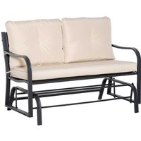 Product photograph of Outsunny 2-person Outdoor Loveseat Glider Bench Rocking Chair For Patio Garden Yard Porch With Armrest And Cushions Khaki from Aosom UK