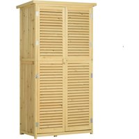 Product photograph of Outsunny 87 X 47 X 160cm Outdoor Storage Cabinet Weatherproof Storage With Asphalt Roof Double Door For Patio Natural Aosom Uk from Aosom UK