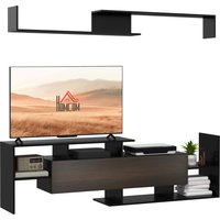 Product photograph of Homcom Tv Cabinet Wall-mounted Media Unit For 65 Tvs Black Dark Walnut Finish Aosom Uk from Aosom UK